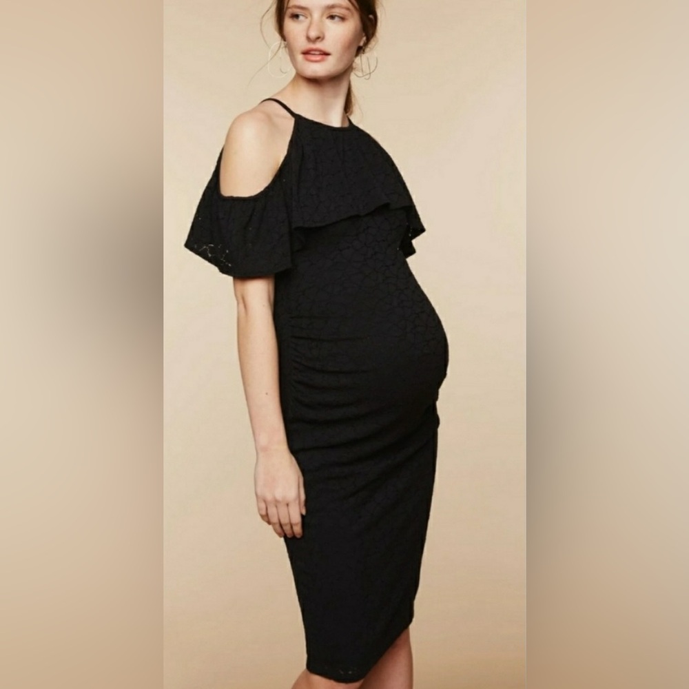 Mimi maternity black lace dress